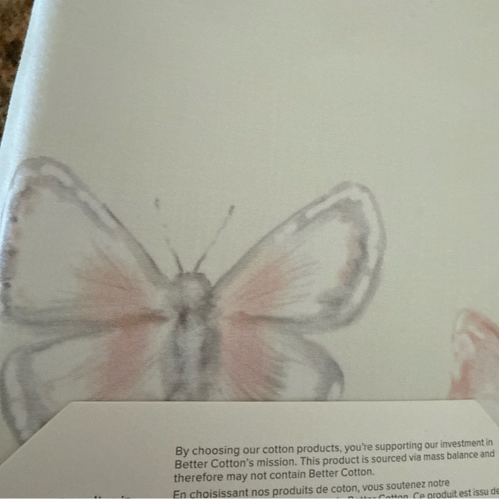 Pottery Barn Kids Soft Pink and White Butterfly Print Pillowcase